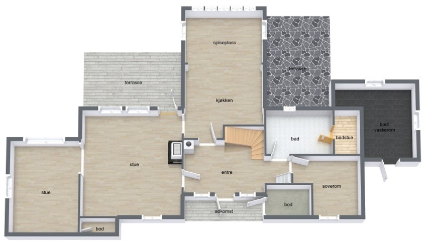 Plantegning 1. etasje Galleribilde