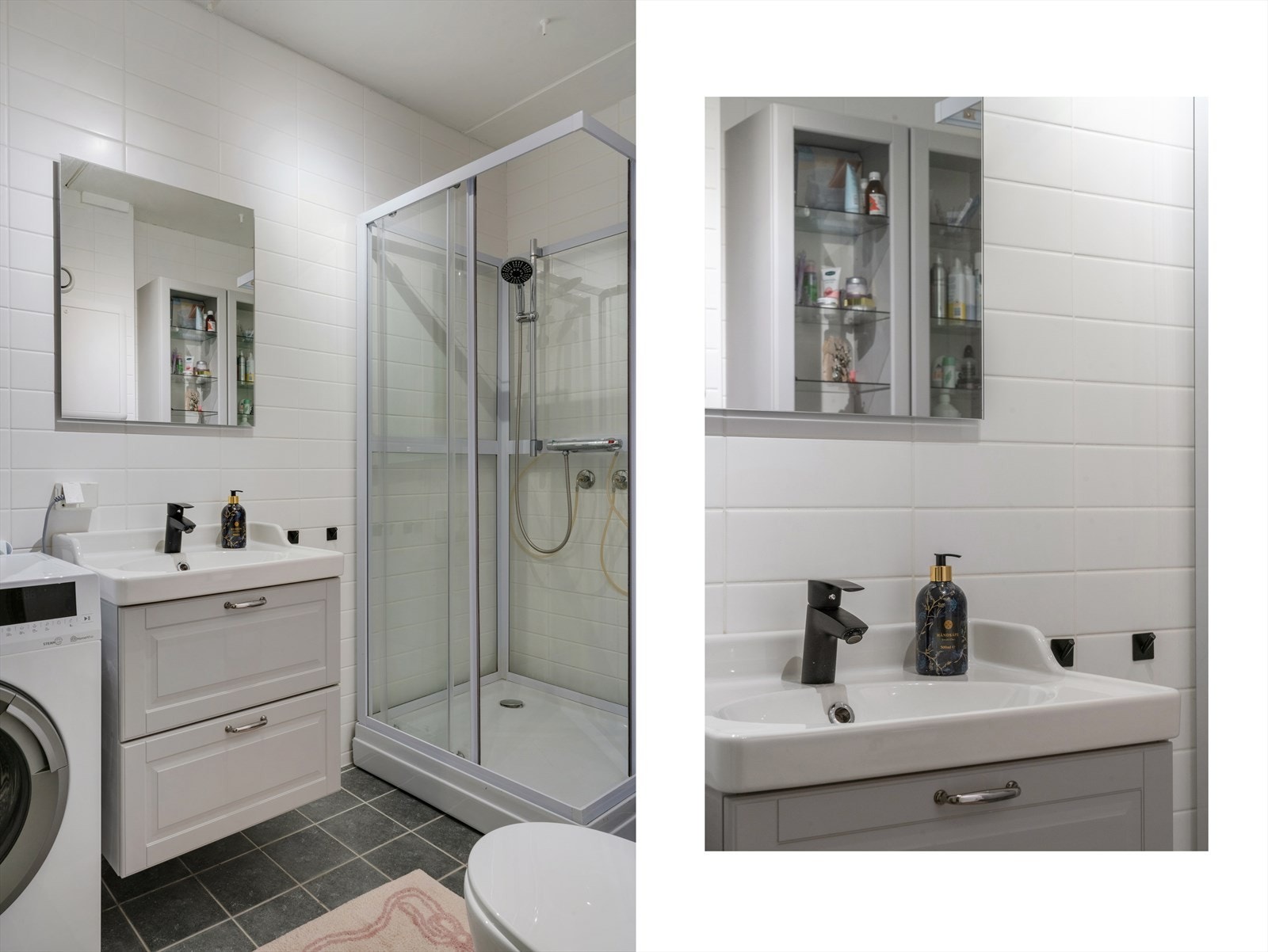 Flislagt bad med praktiske løsninger. Galleribilde