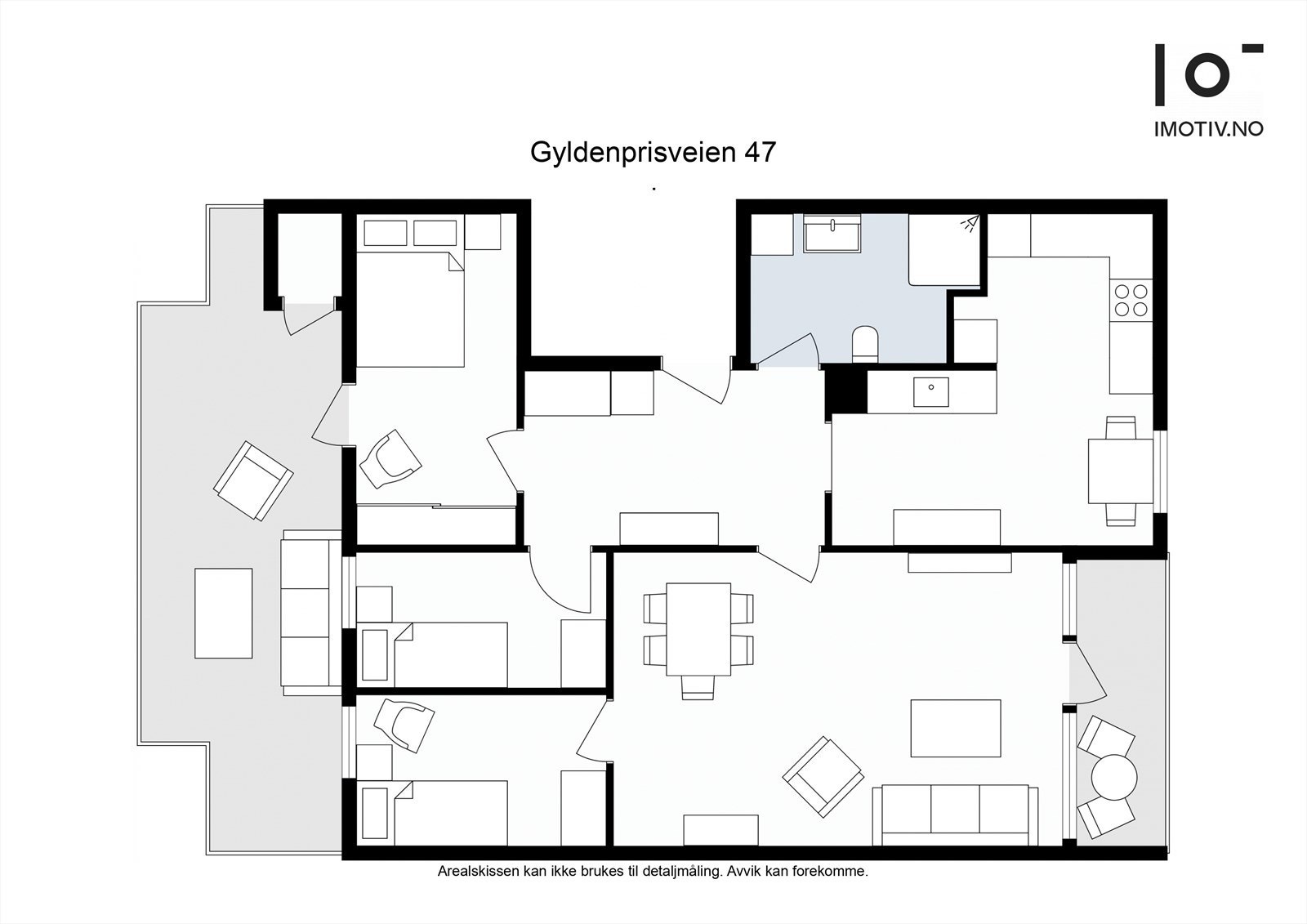 Leiligheten har en god planløsning på 76 m² som fordeler seg på tre soverom, stue, kjøkken og bad. Galleribilde