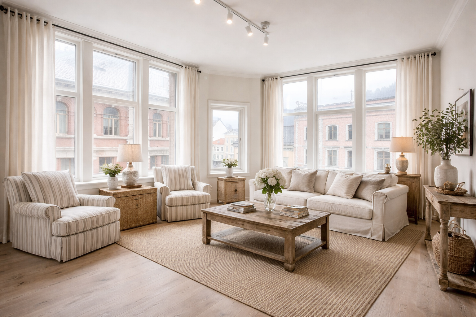 Leiligheten er uinnredet, men dette er et eksempel på hvordan stuen kan se ut når du får satt ditt eget preg på den. Galleribilde