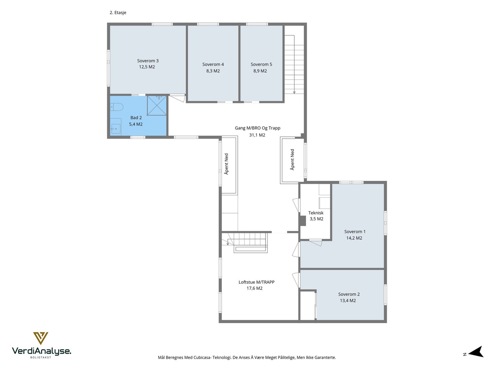 Planskisse av boligens 2. etasje. Galleribilde