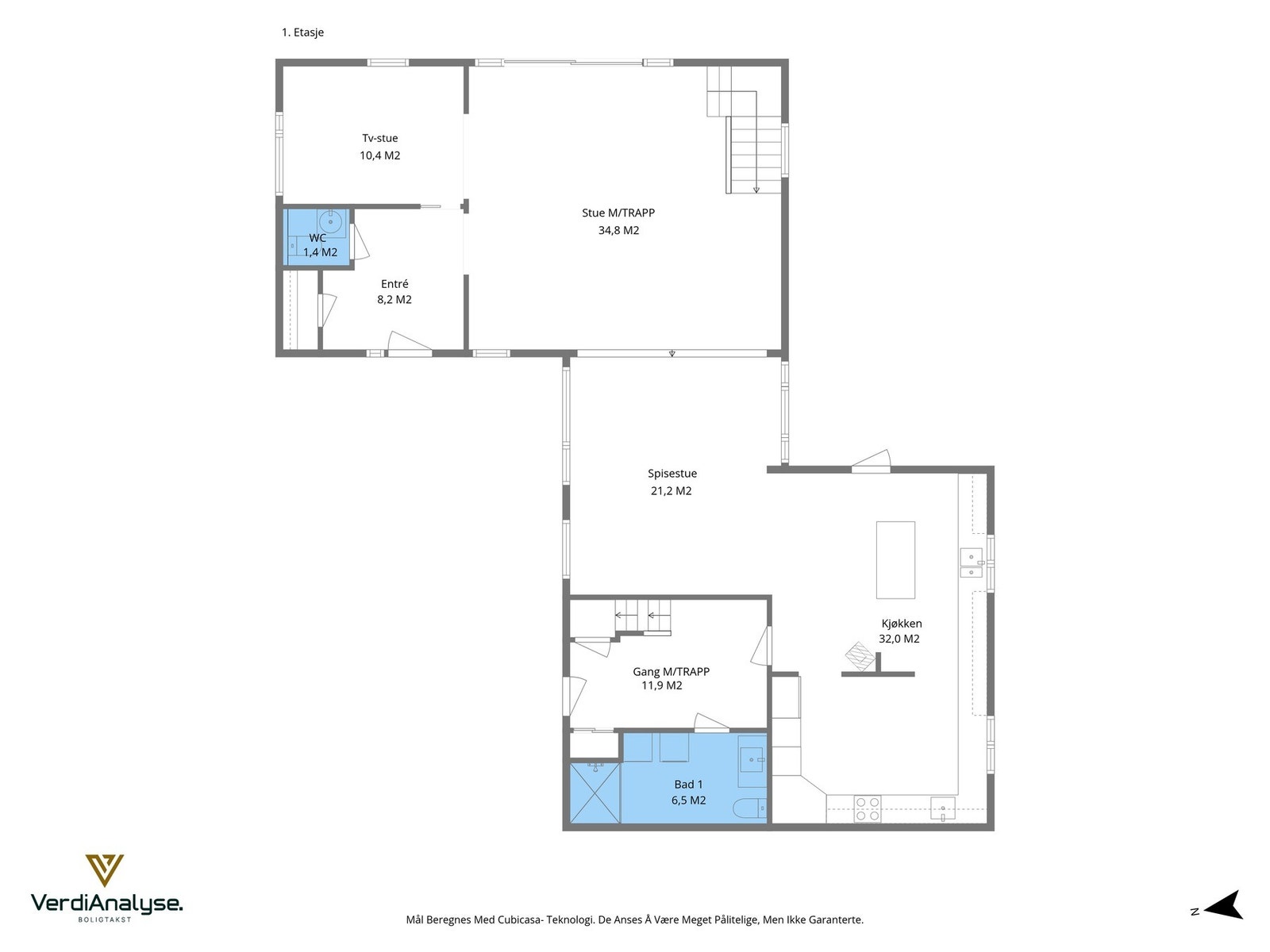 Planskisse av boligens 1. etasje. Galleribilde