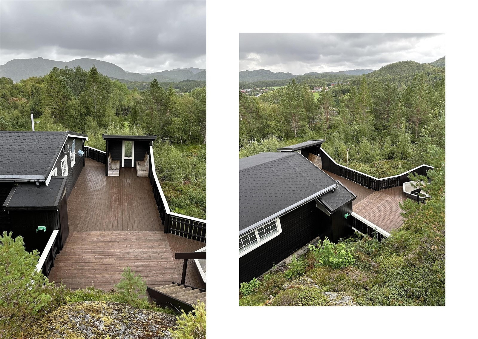 Selgers egne bilde etter beising av hytte, terrasser og gelender. Galleribilde