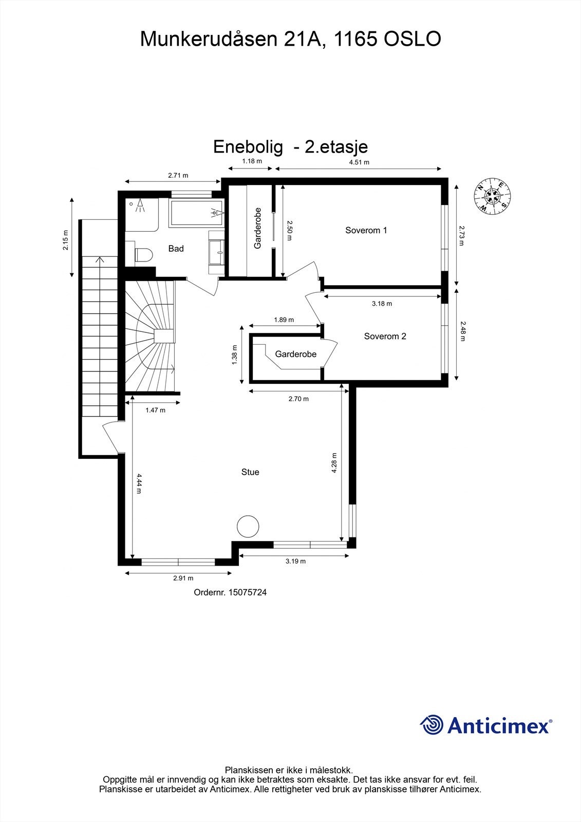 Plantegning andre etasje. Galleribilde