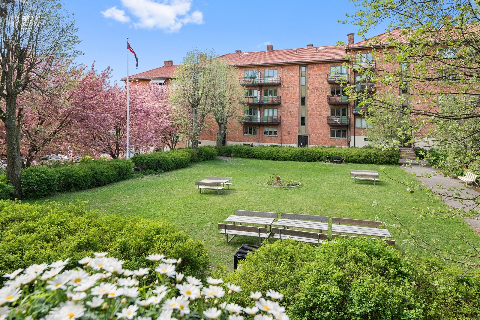 - Selskapet har store, åpne og flott beplantede gårdsrom - Galleribilde