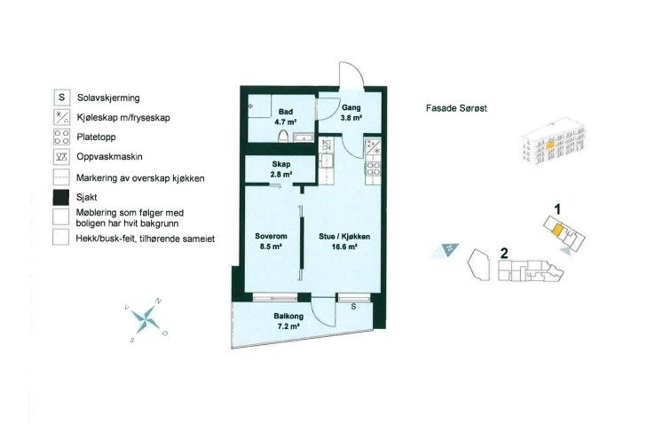 Plantegning for leil. 304 i hus 1. Galleribilde