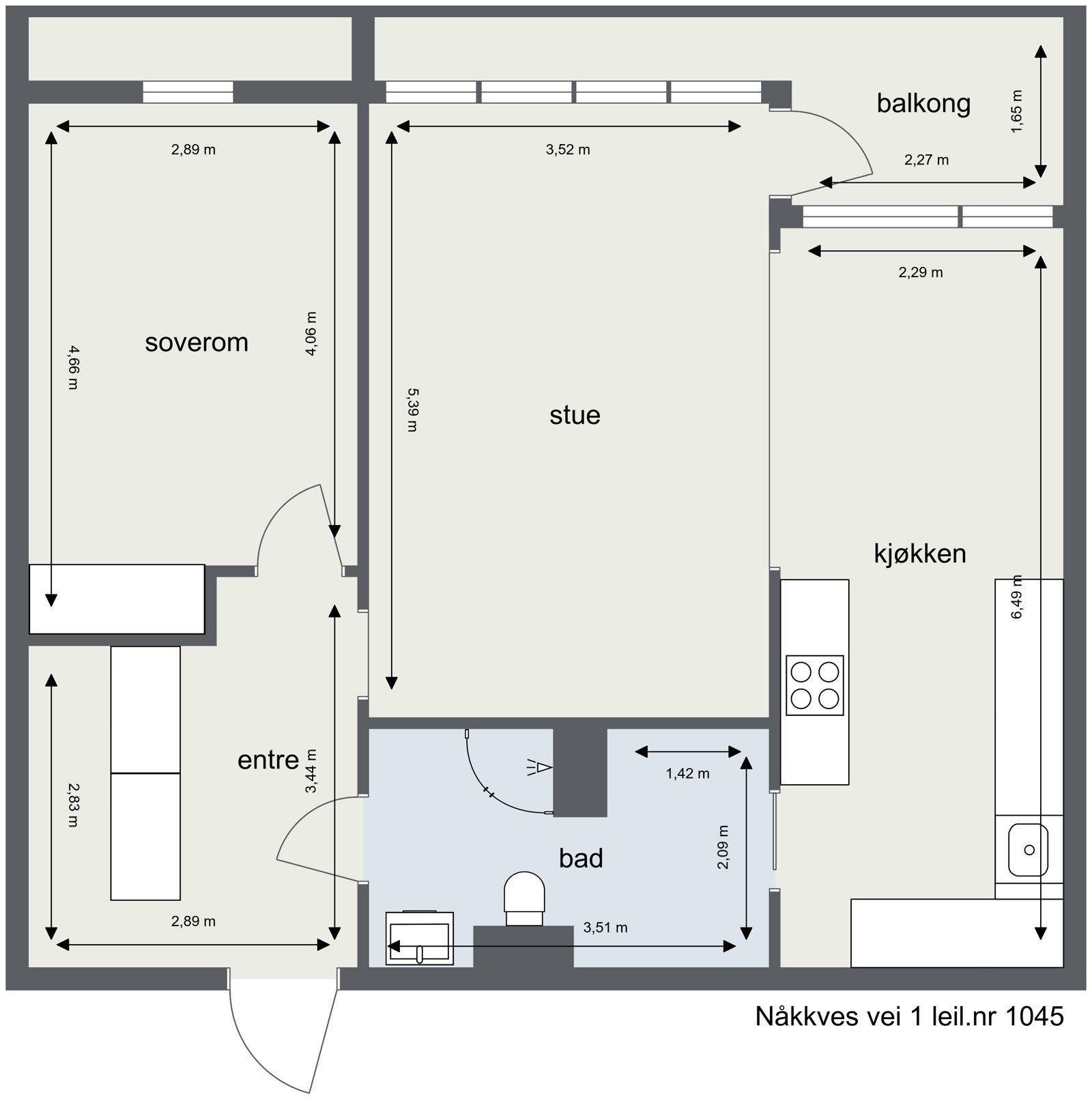 Nåkkves vei 1, planskisse Galleribilde