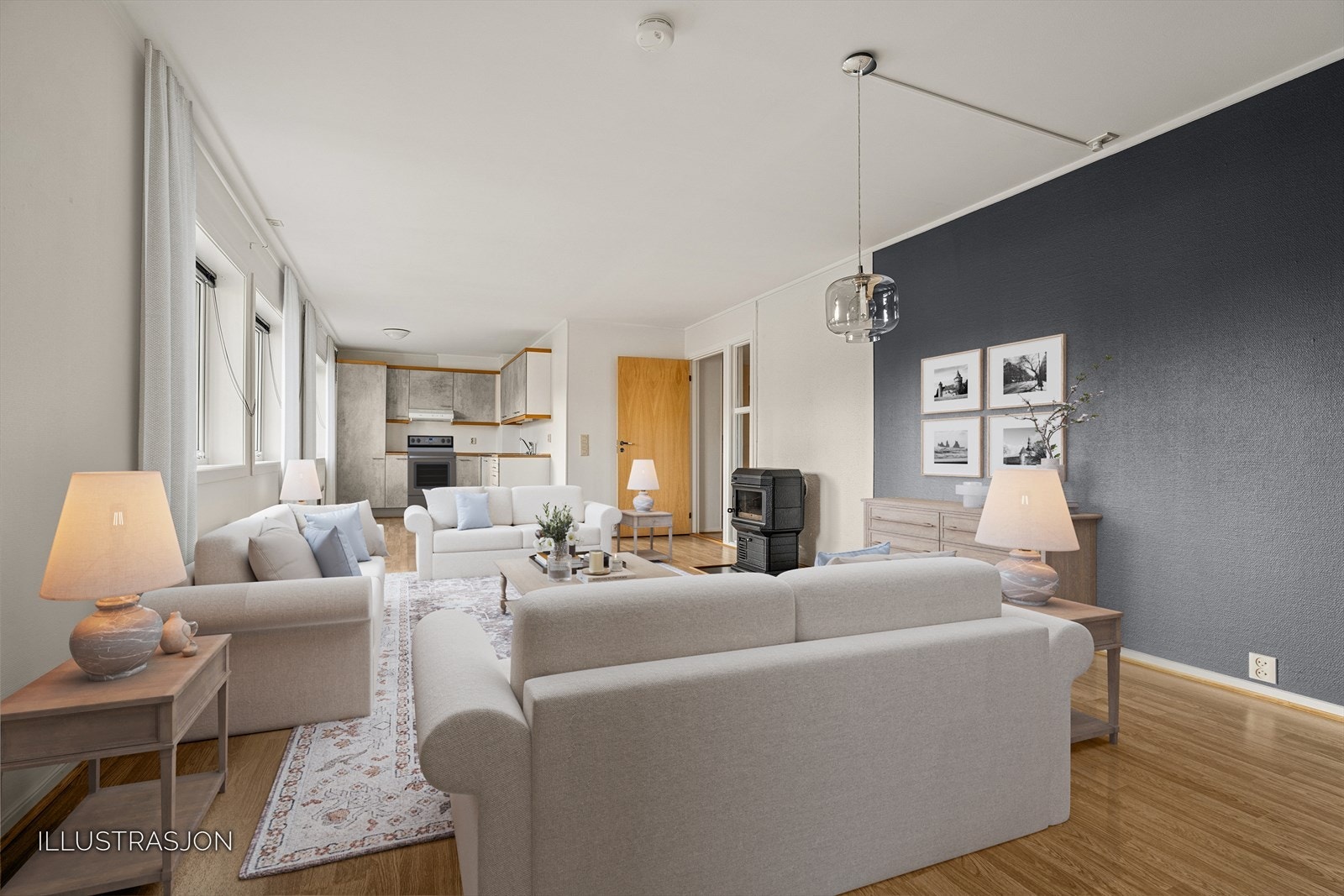 Leiligheten har en gjennomgående velholdt standard, med behov for modernisering. Galleribilde