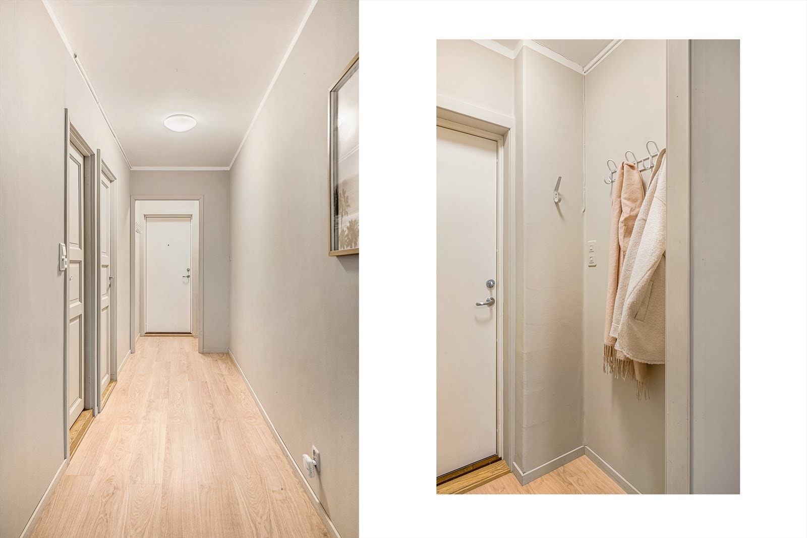 - Entréen er lys og innbydende, og har god plass til ønsket oppbevaringsløsning - Galleribilde