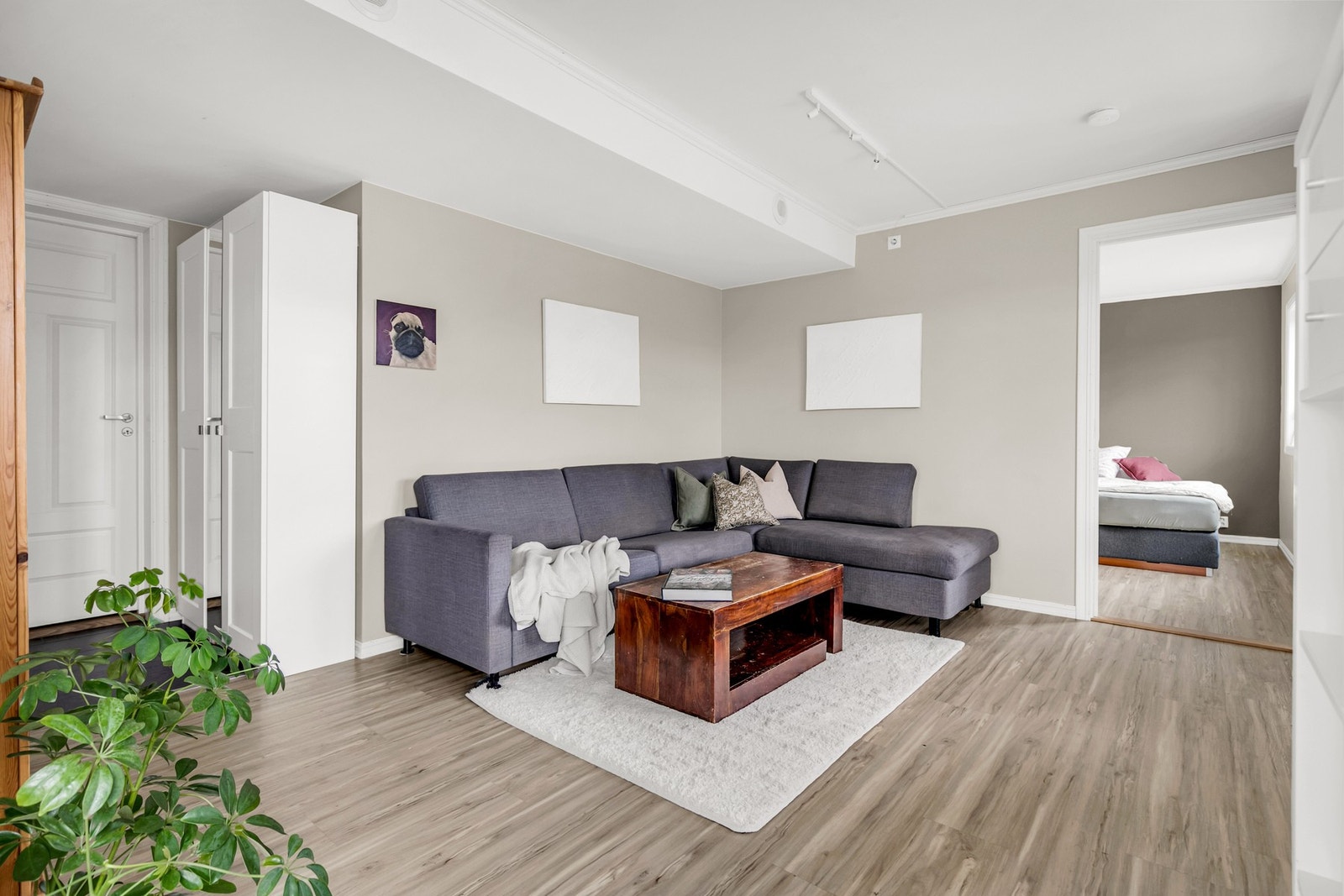 Åpen og lys stue med godt lysinnslipp. Galleribilde