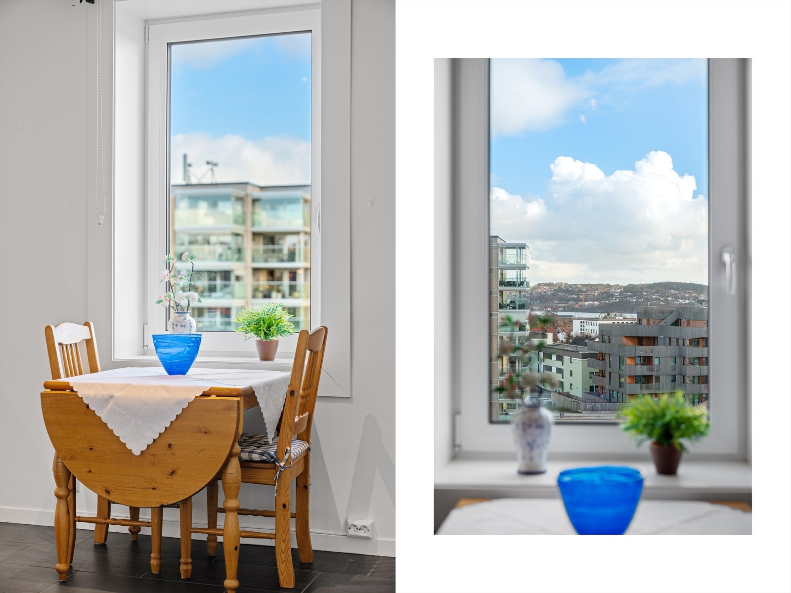 På kjøkkenet er det gjort rom for en spisegruppe ved vinduet hvor du har god utsikt utover Lund og videre mot Topdalsfjorden. Galleribilde