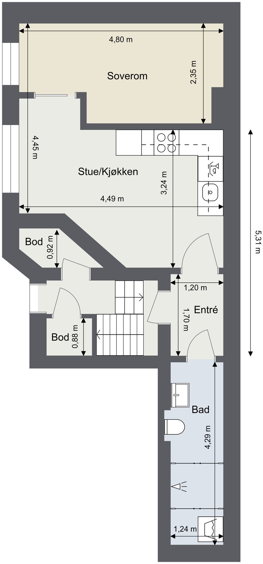 Plantegning. Skissen er ikke målbar og kun ment som illustrasjon. Avvik kan forkeomme. Galleribilde