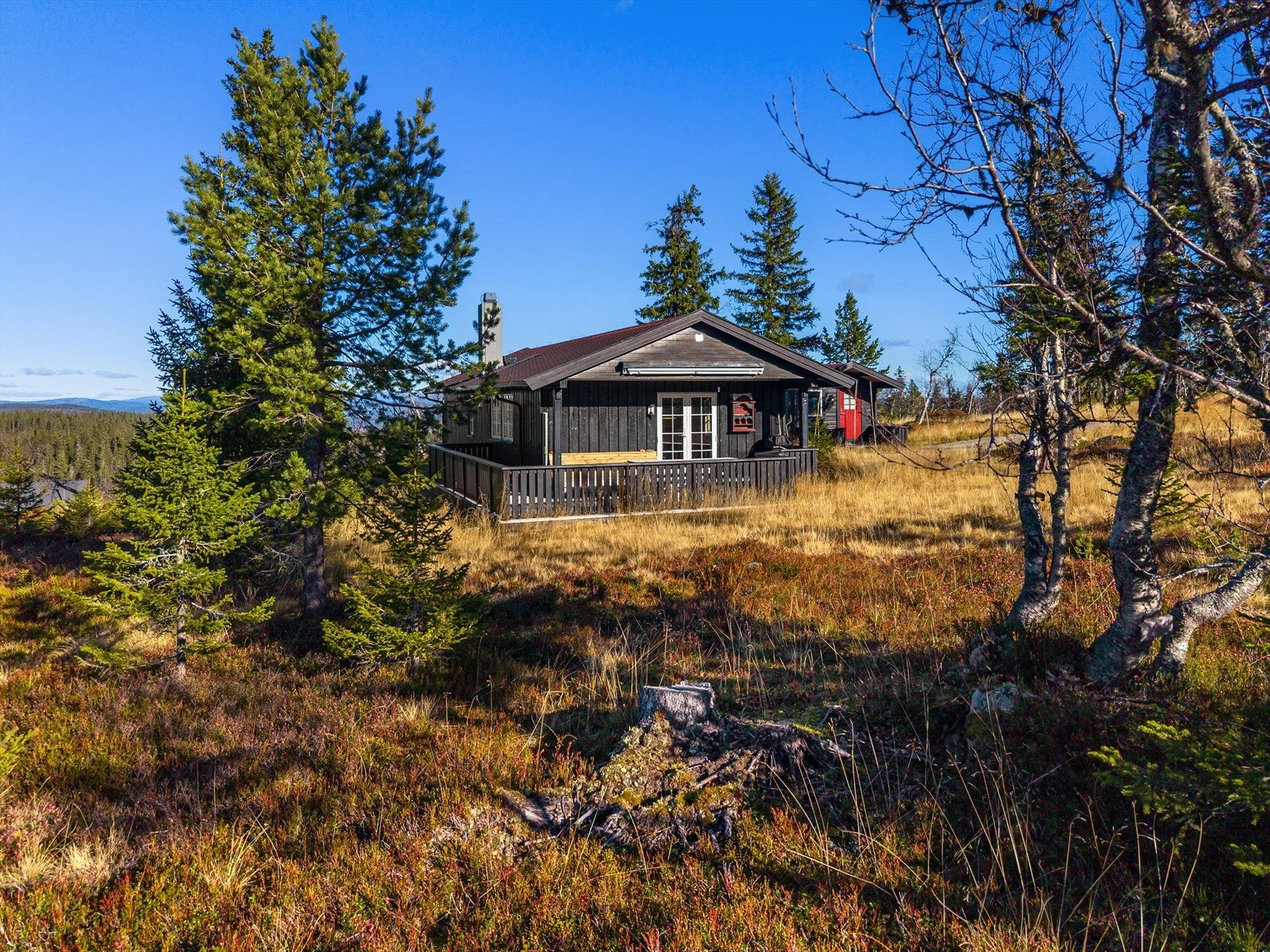 Helårs bilvei frem og innlagt strøm. Vann til yttervegg. Galleribilde