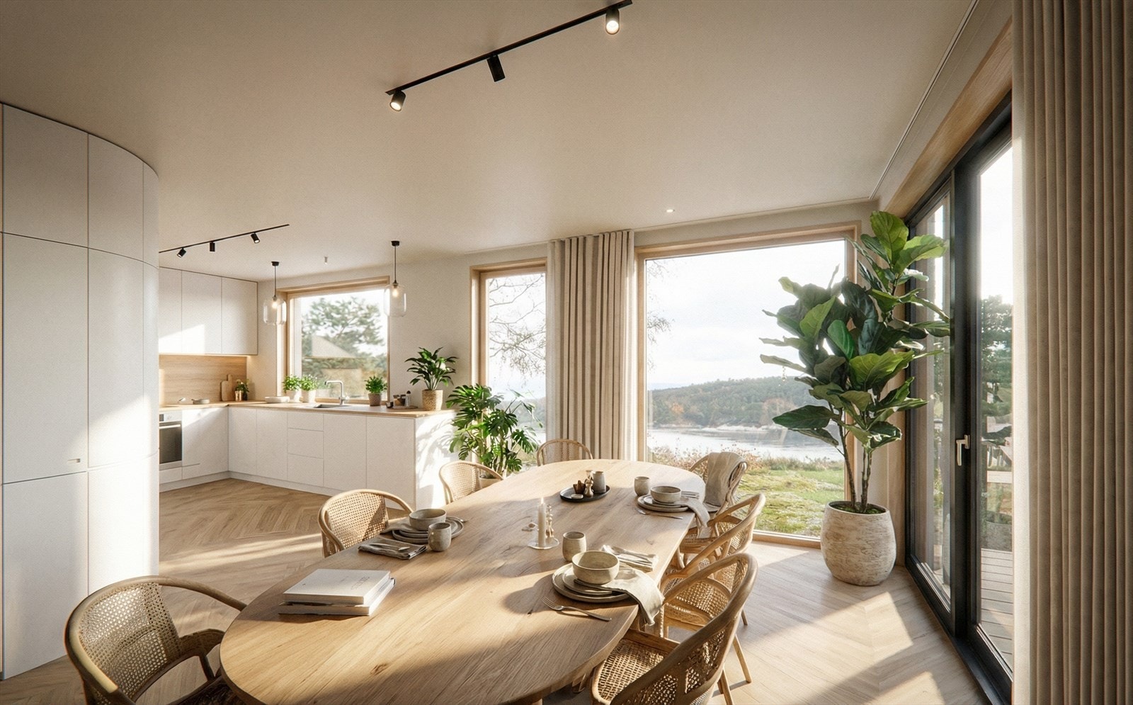 Illustrasjonsbilde av kjøkken/spisestue av godkjent tomannsbolig Galleribilde