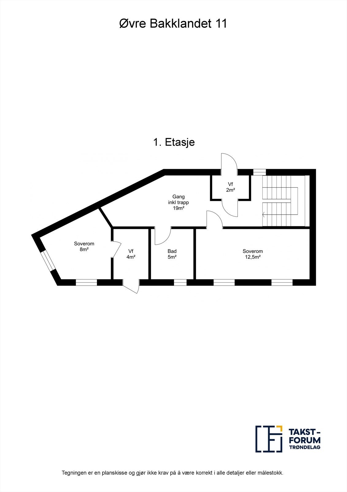 Planskisse med arealoppmåling - 1. etasje Galleribilde