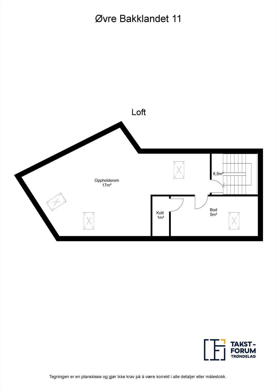Planskisse med arealoppmåling - Loft Galleribilde