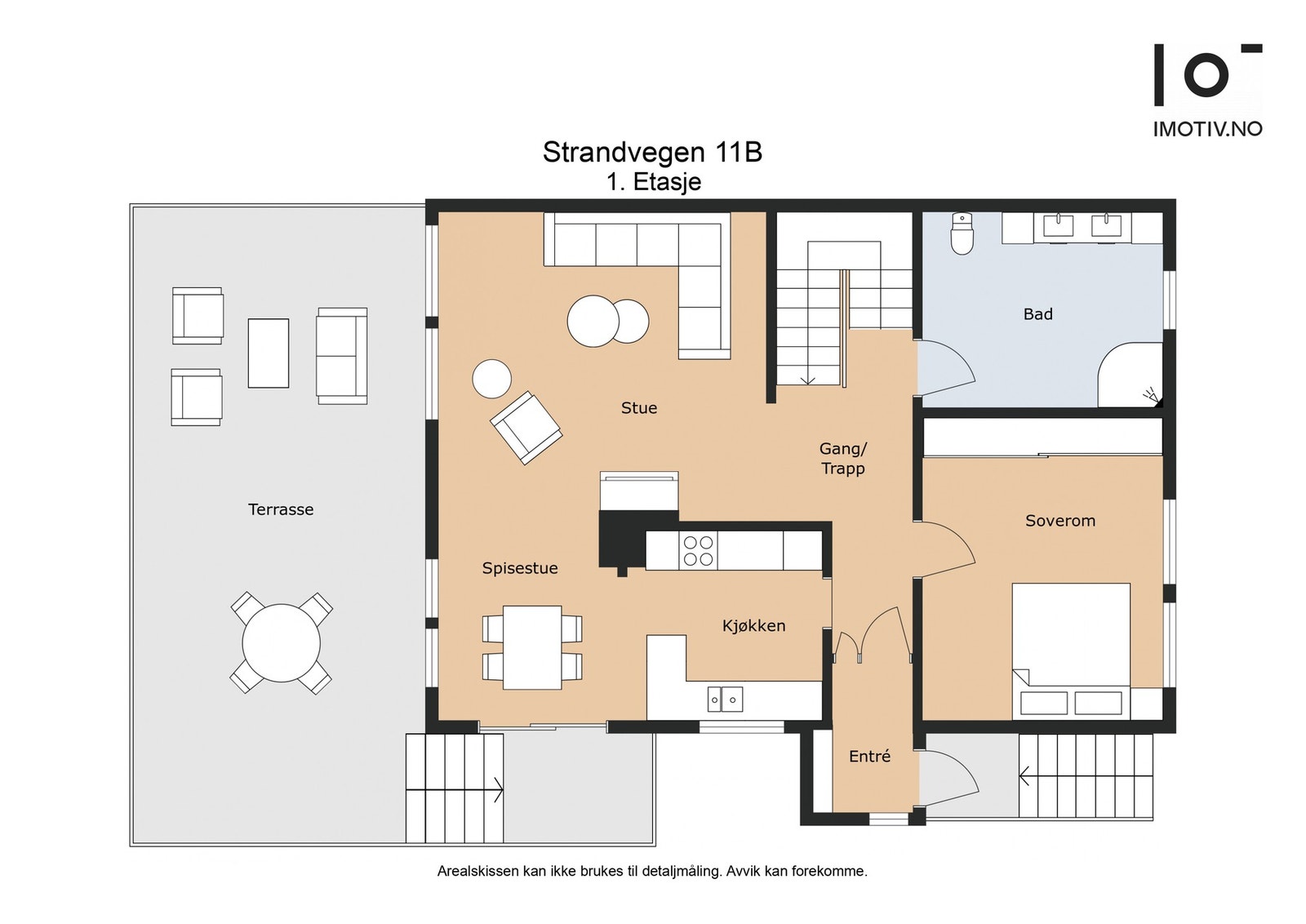 Plantegning hovedetasje - BRA: 88 kvm - TBA: 54 kvm Galleribilde