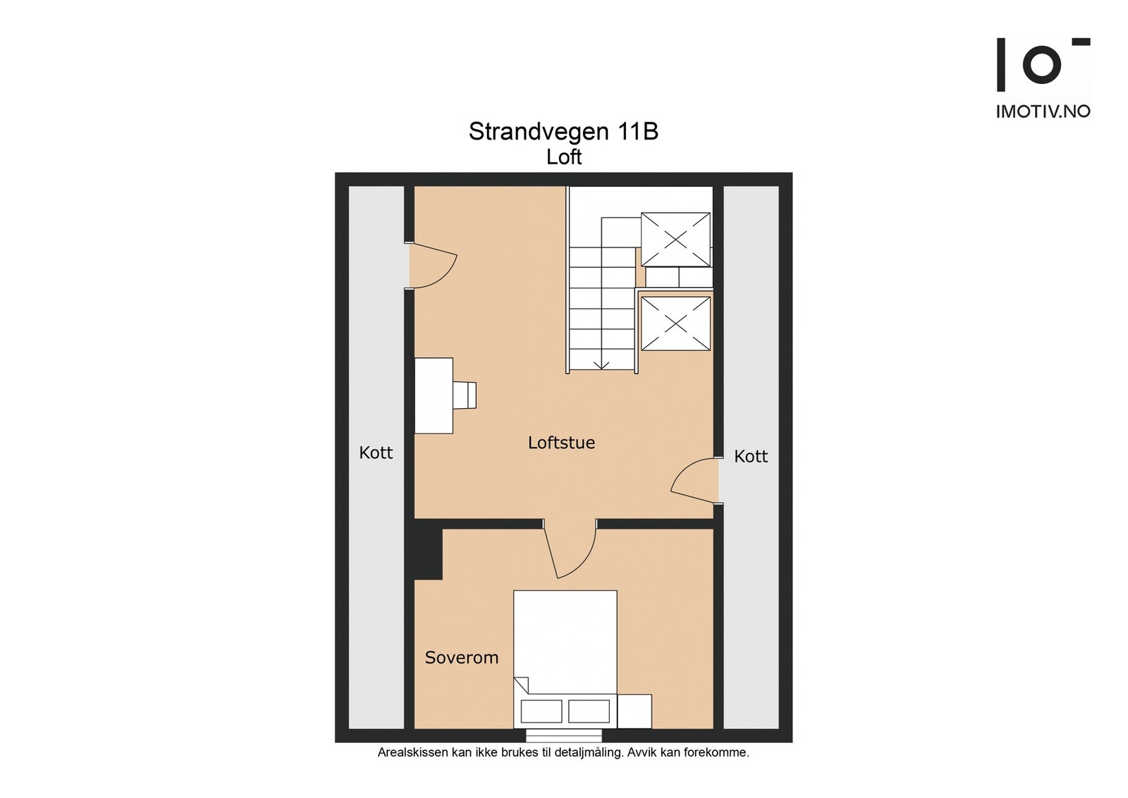 Plantegning loft - BRA: 19 kvm, det gjøres oppmerksom på at rommene ikke er godkjent for varig opphold. Galleribilde