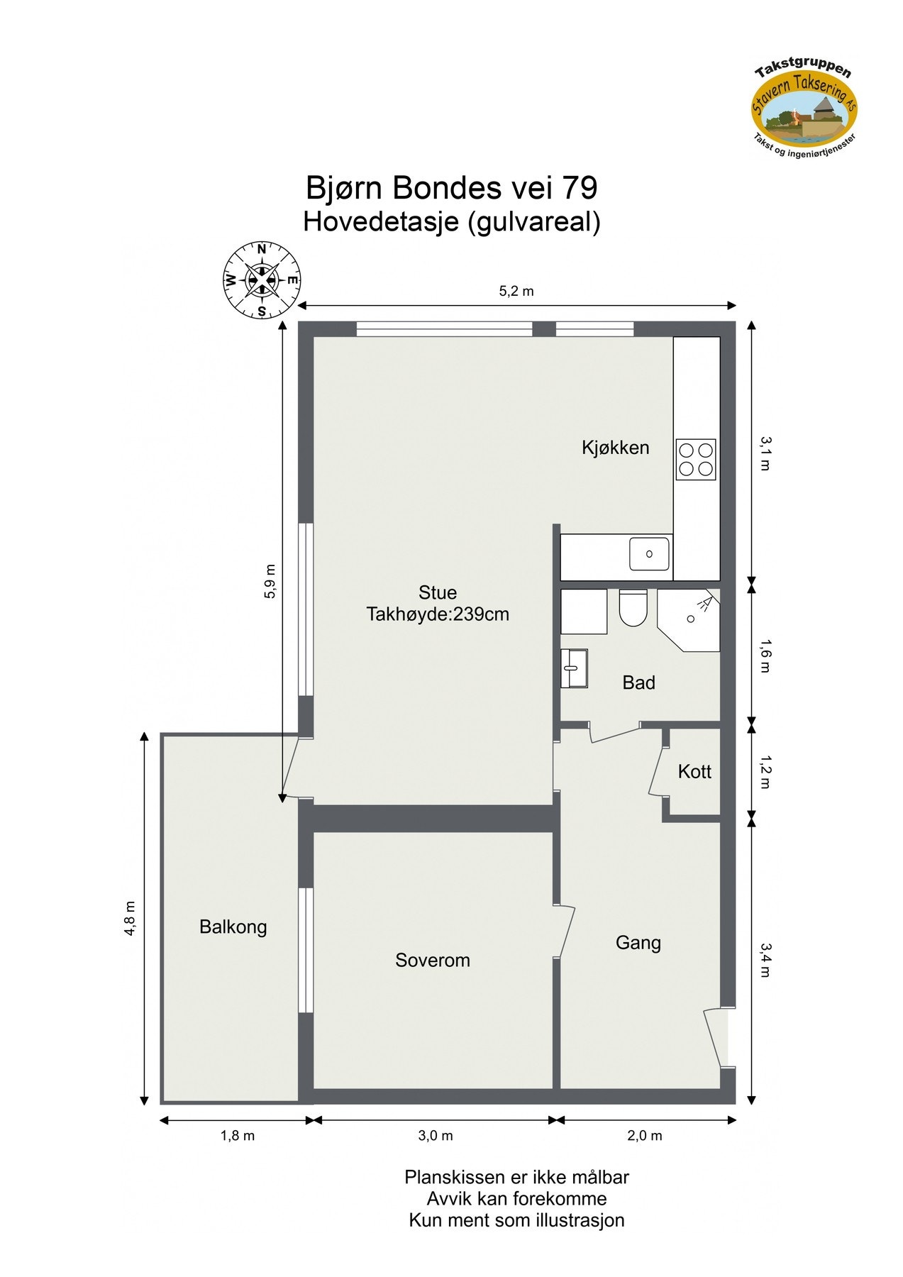 Oppmålt planløsning Galleribilde
