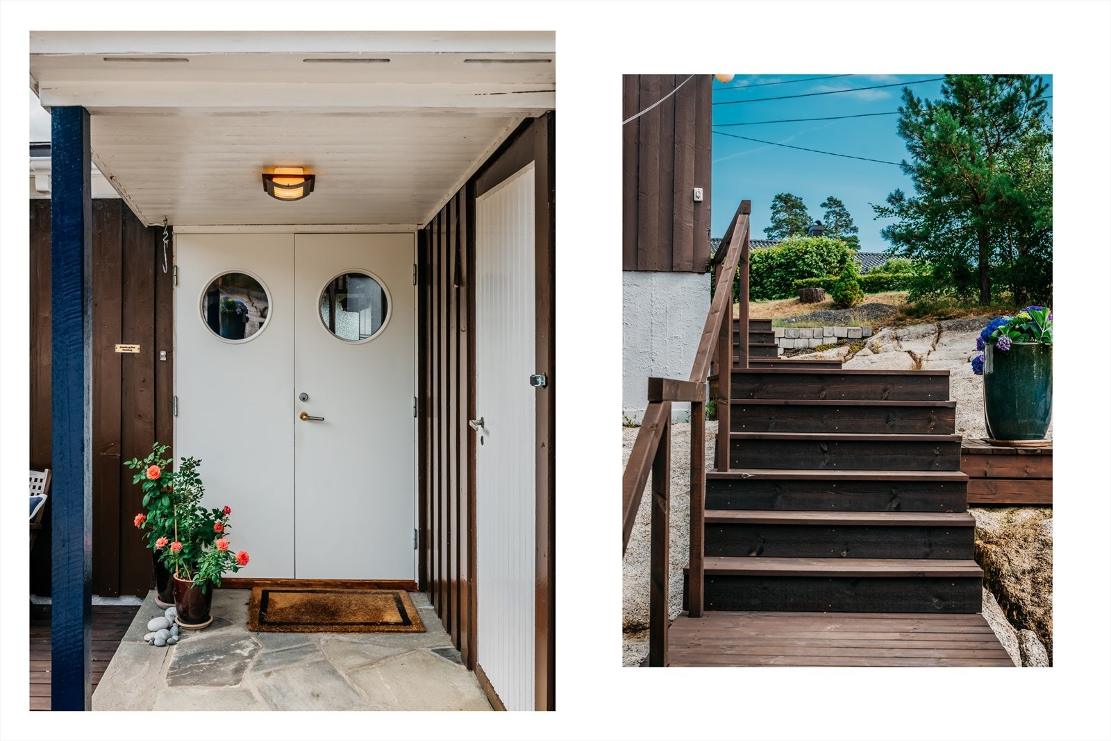 Det er adkomst til boligen via opparbeidet uteområde og hyggelig terrasse. Ved inngangspartiet er det en 3,5 kvm vedbod. Galleribilde