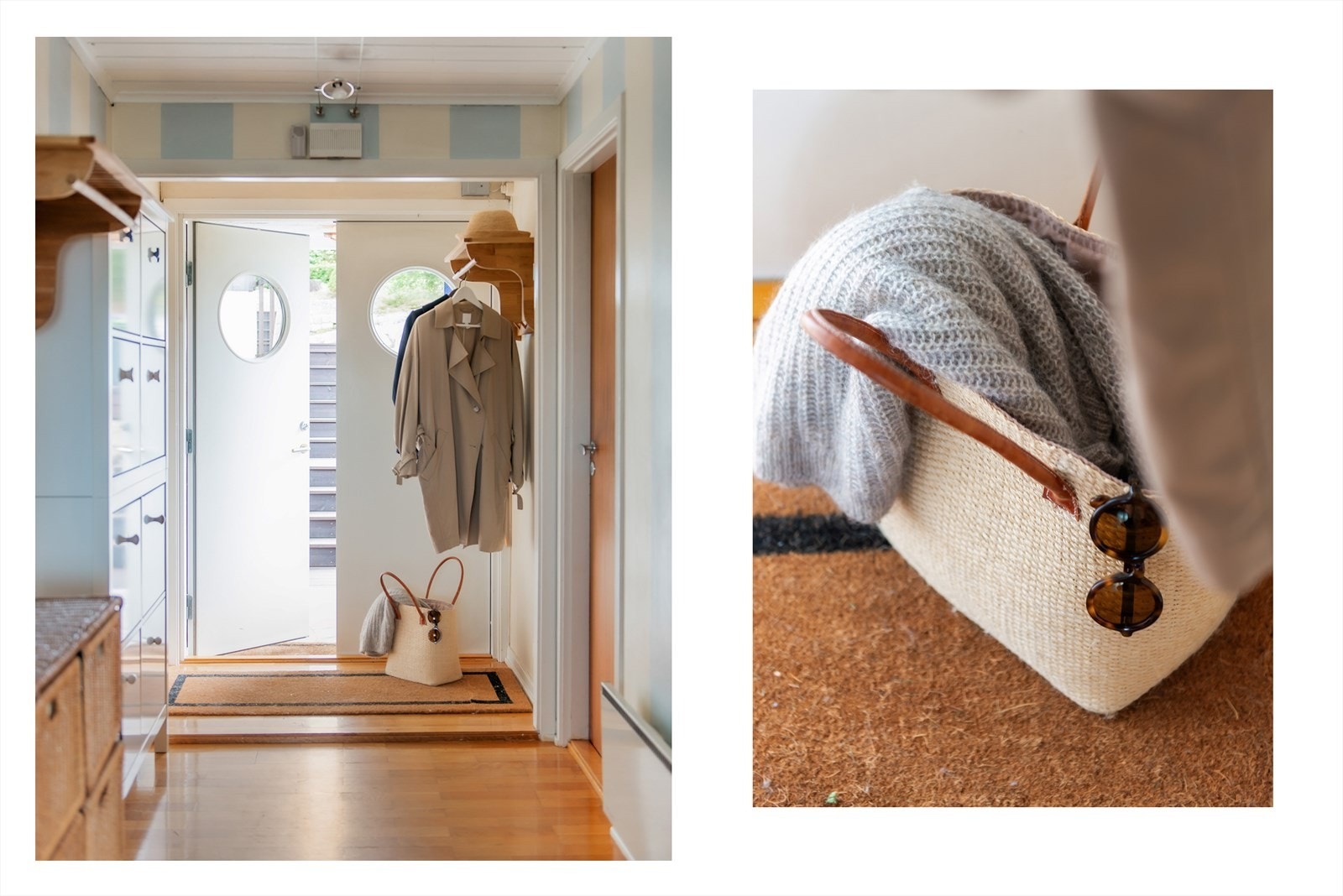 Velkommen inn! I gangen er det plass til knagger og skohylle for oppbevaring av yttertøy. Galleribilde