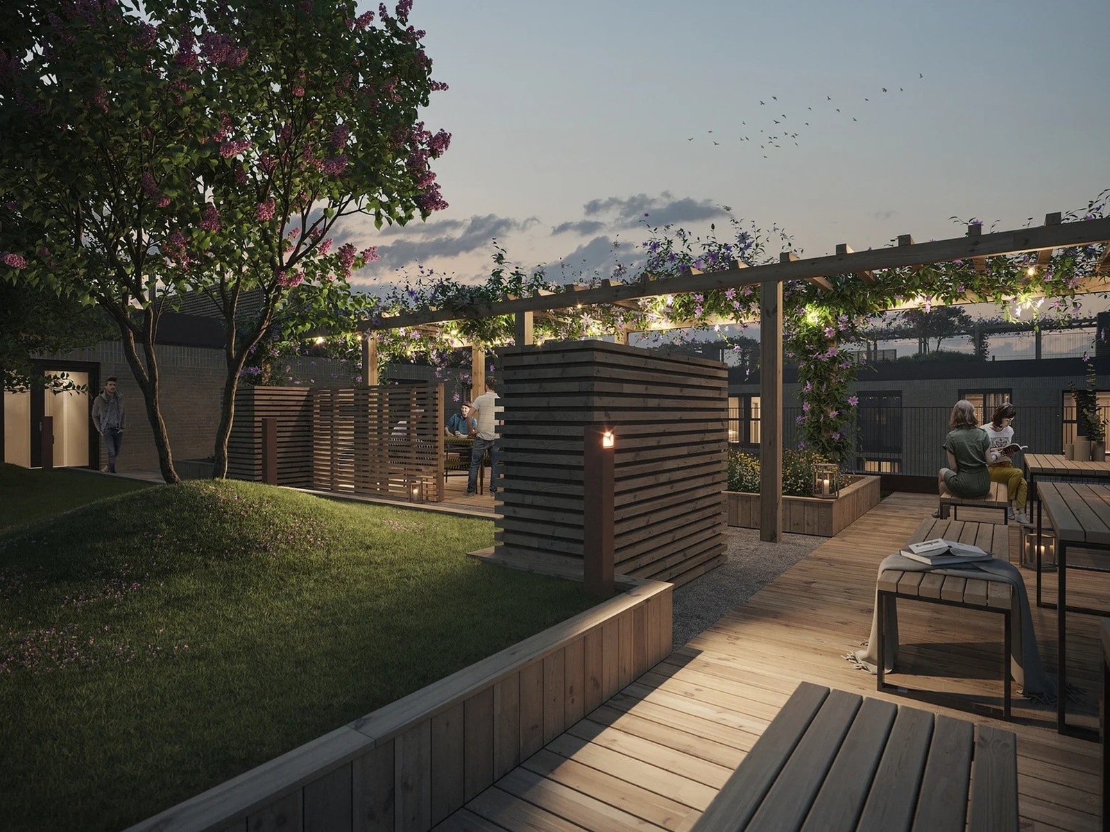 Bygget kommer til å by på felles takterrasse. Galleribilde