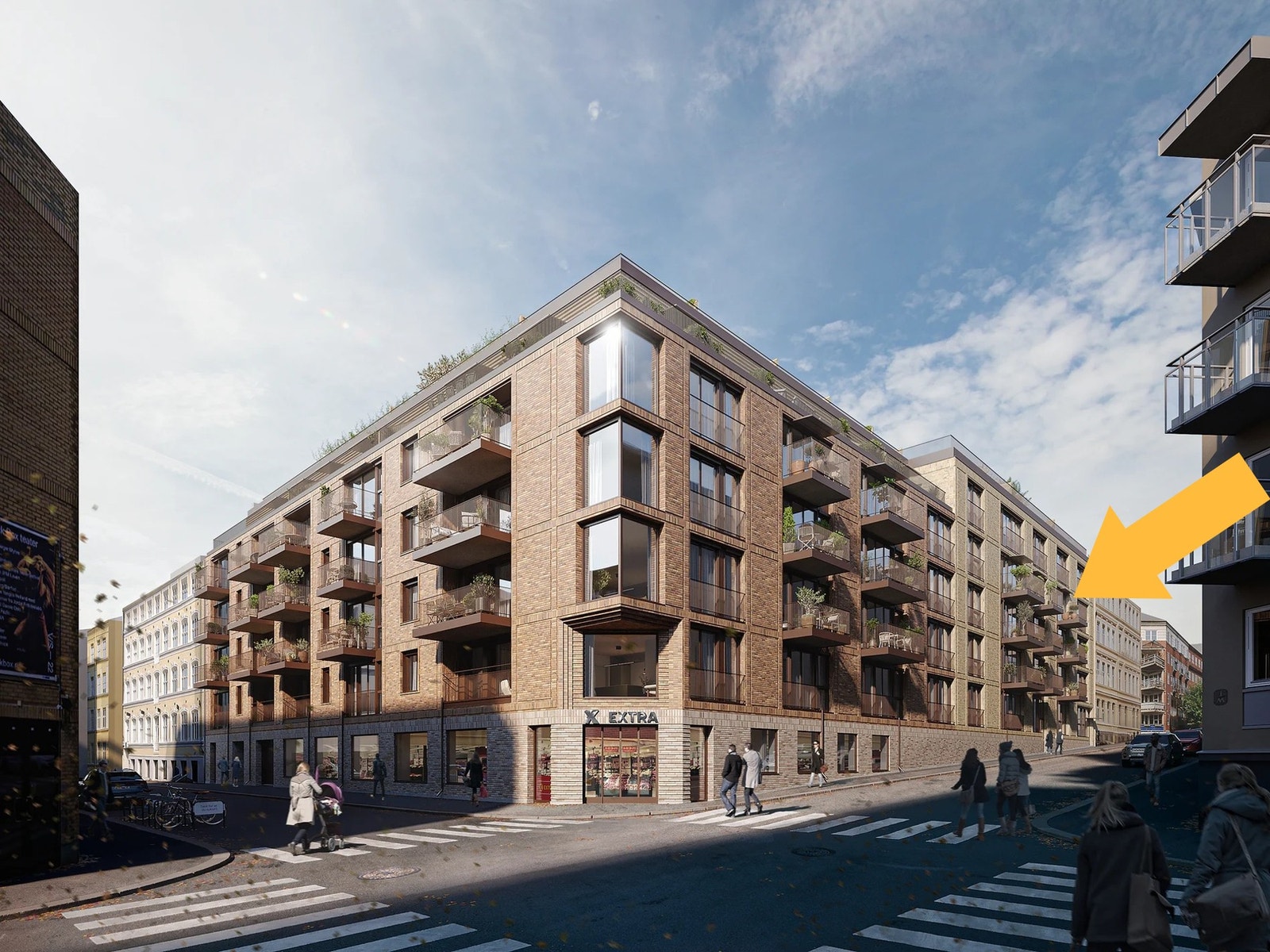 Leilighet B504 i prosjektet Marstrandgata 11 har en herlig intern beliggenhet med gode solforhold og kort vei til takterassen. Galleribilde