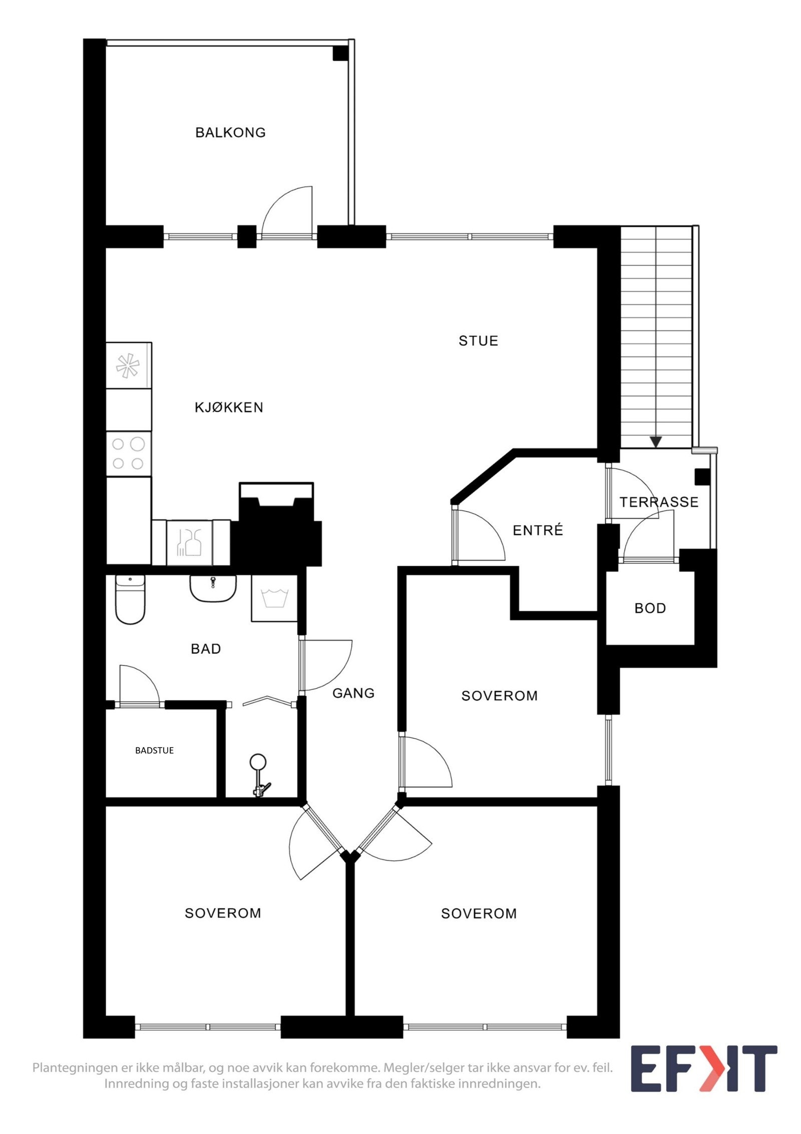 Leiligheten ligger i 2. etasje og har en smart og arealeffektiv planløsning Galleribilde