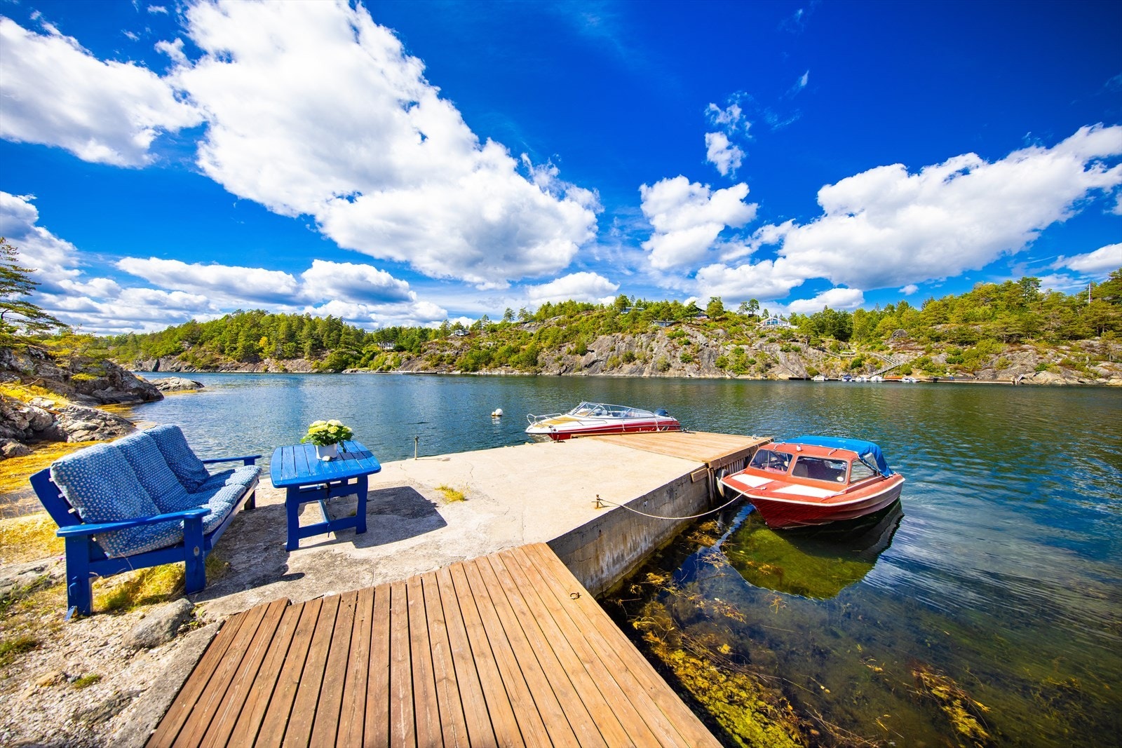På brygga er det sol til nærmere kl 22:00 sommerstid. Galleribilde