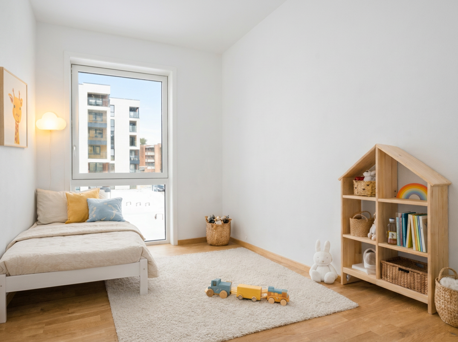 Det andre soverommet passer utmerket til barnerom, hjemmekontor eller hobbyrom. (AI generert møblering, avvik kan forekomme) Galleribilde