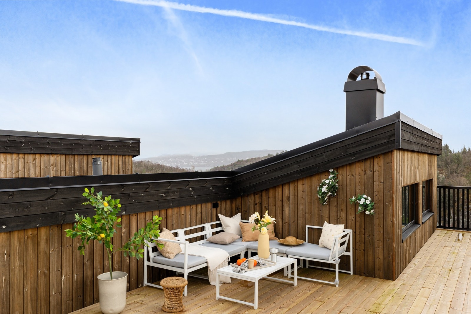 Boligen byr på en magisk takterrasse. Galleribilde