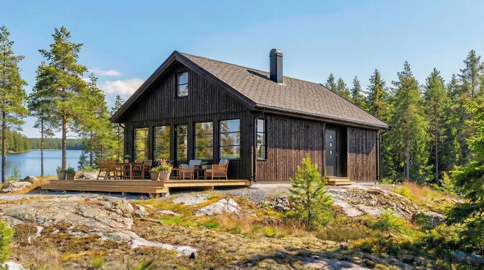 Furutangen Jubileumsmodell, en koselig hytte. Bildet er en illustrasjon Galleribilde