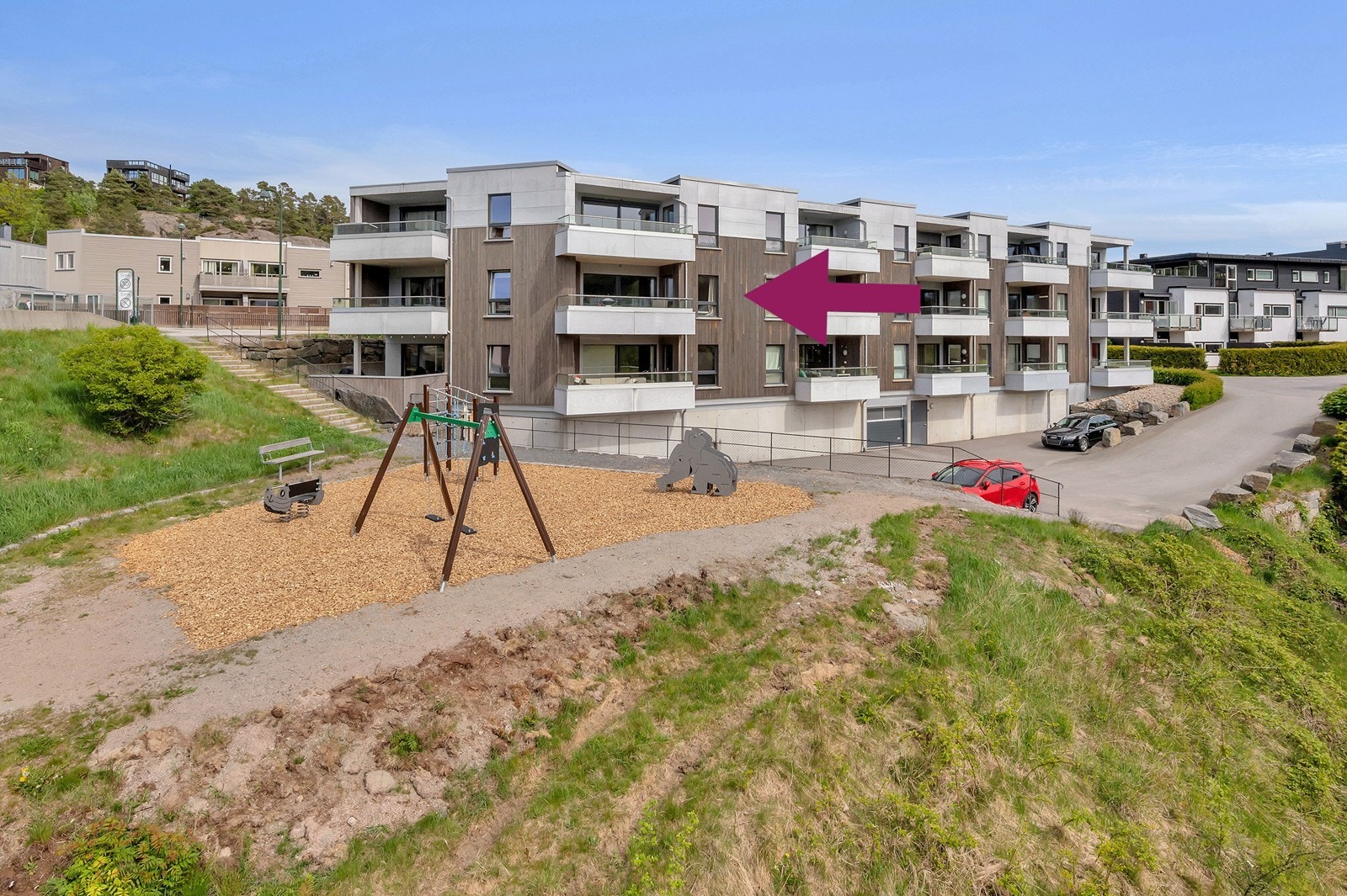 Fasade - leiligheten er markert Galleribilde