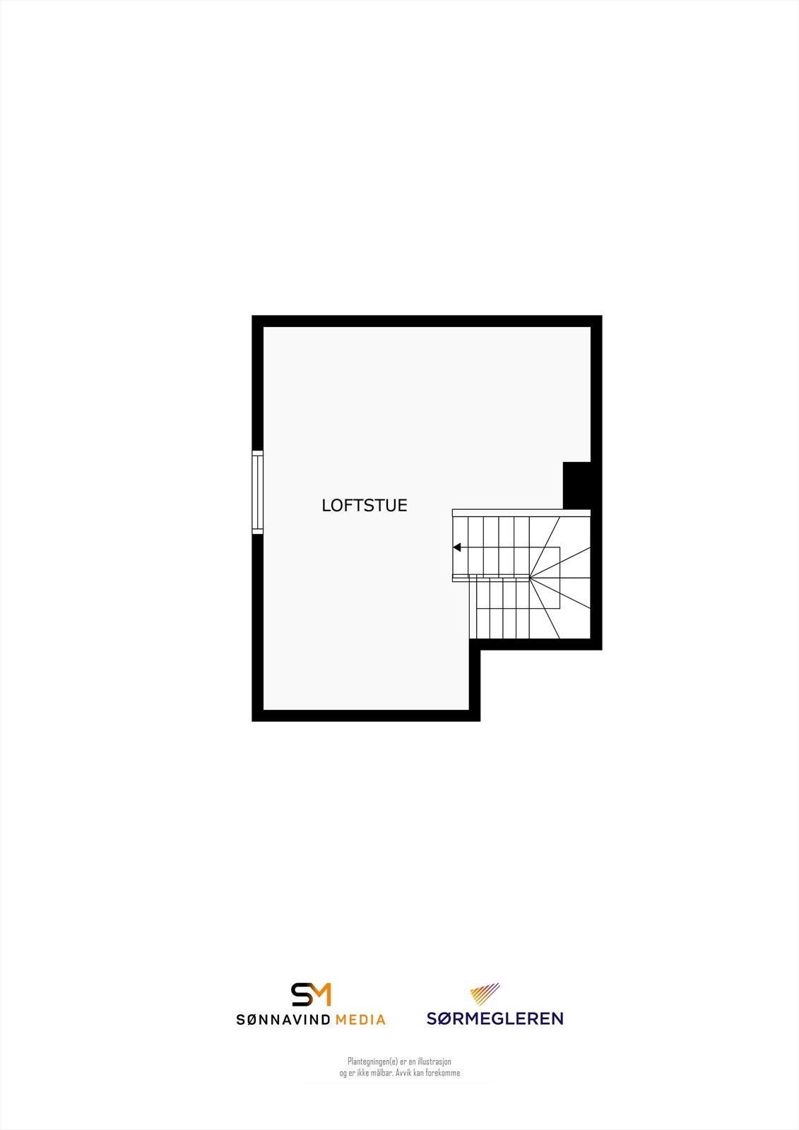 Plantegning 3. etasje (Rommet er på byggetegninger godkjent som oppholdsrom) Galleribilde