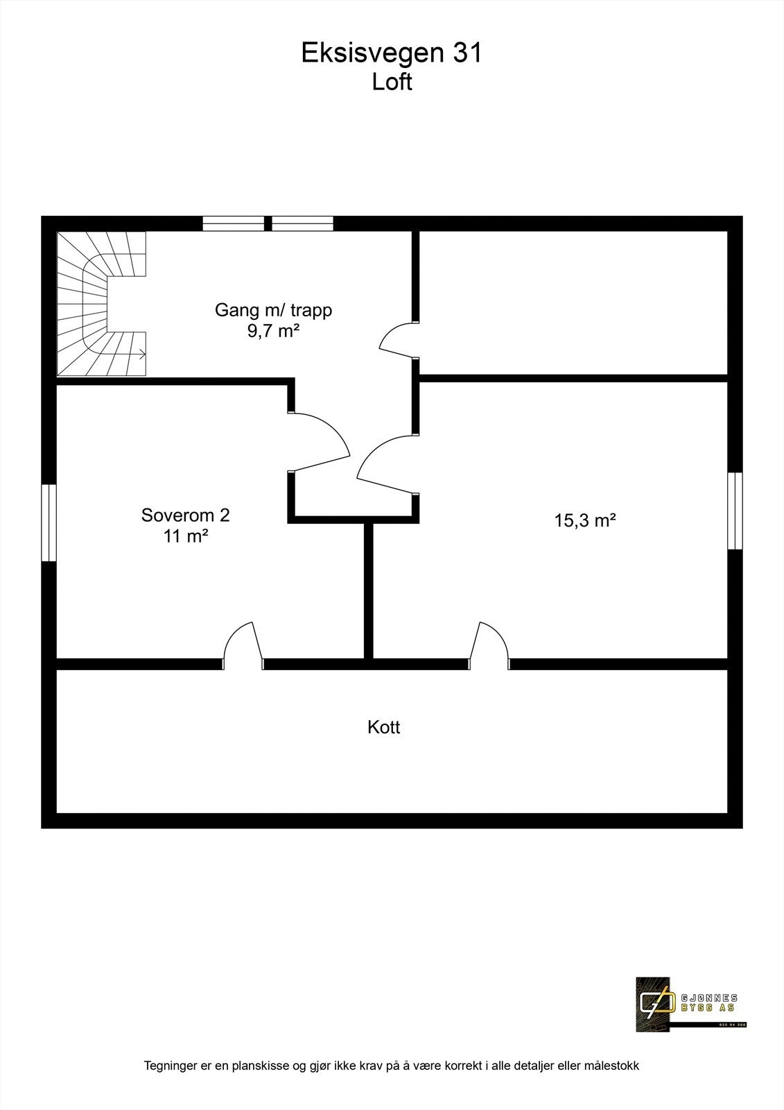 Plantegning loftsetasje Galleribilde