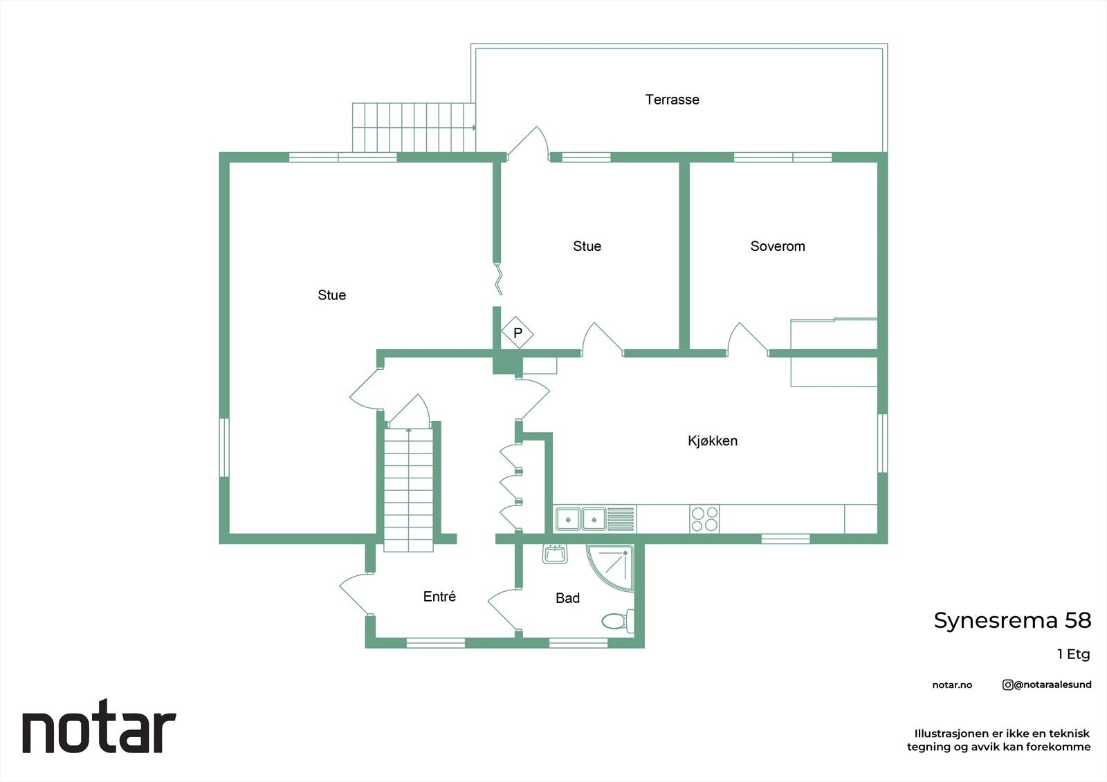 Planskisse av etasjen - denne etasjen måler 94 kvm Galleribilde