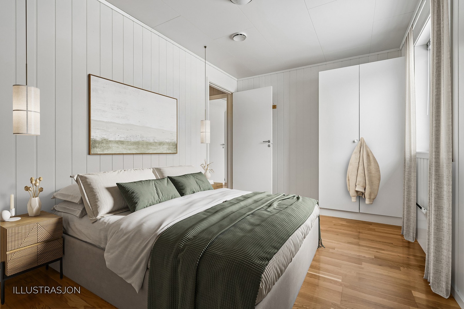 Rommene er fleksible, og passer godt som hovedsoverom, barnerom, gjesterom eller hjemmekontor - avhengig av behov.
Digital styling Galleribilde