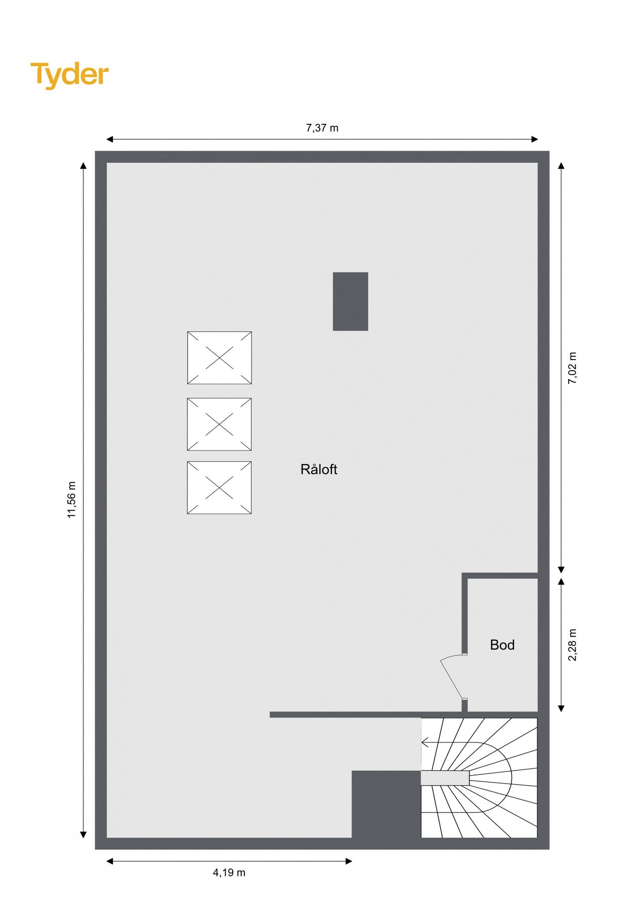 Plantegning loftsetasje. Galleribilde