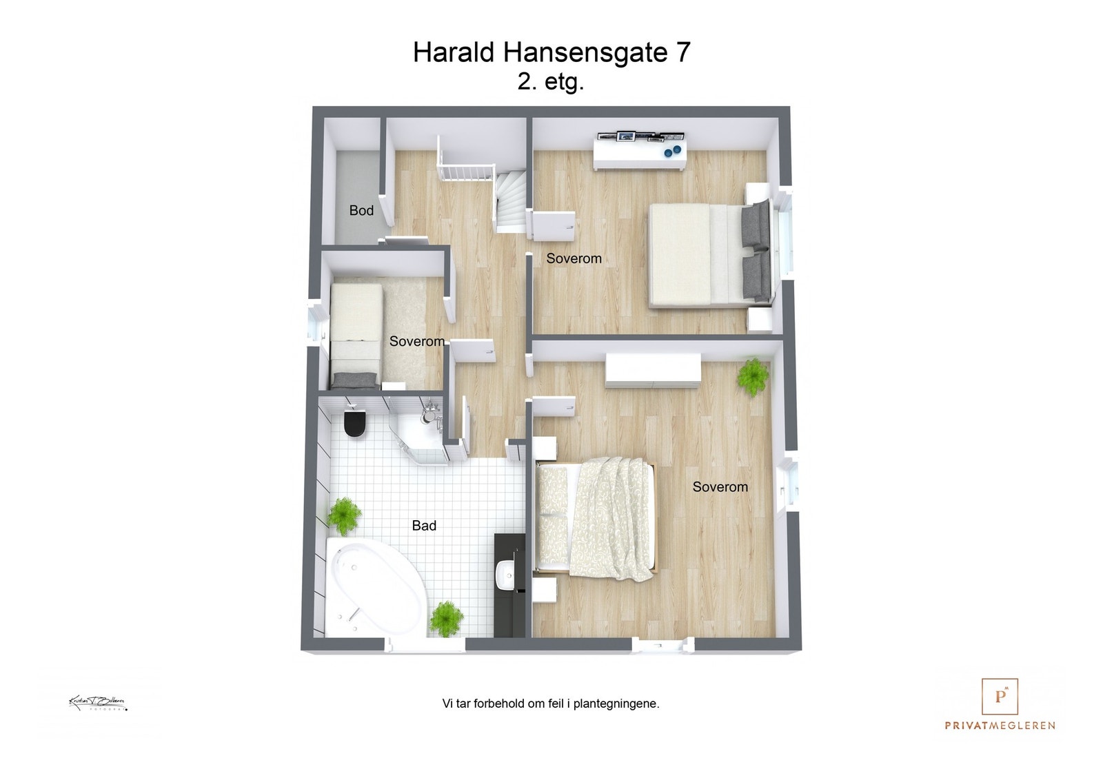3 D plantegning 2. etasje Galleribilde