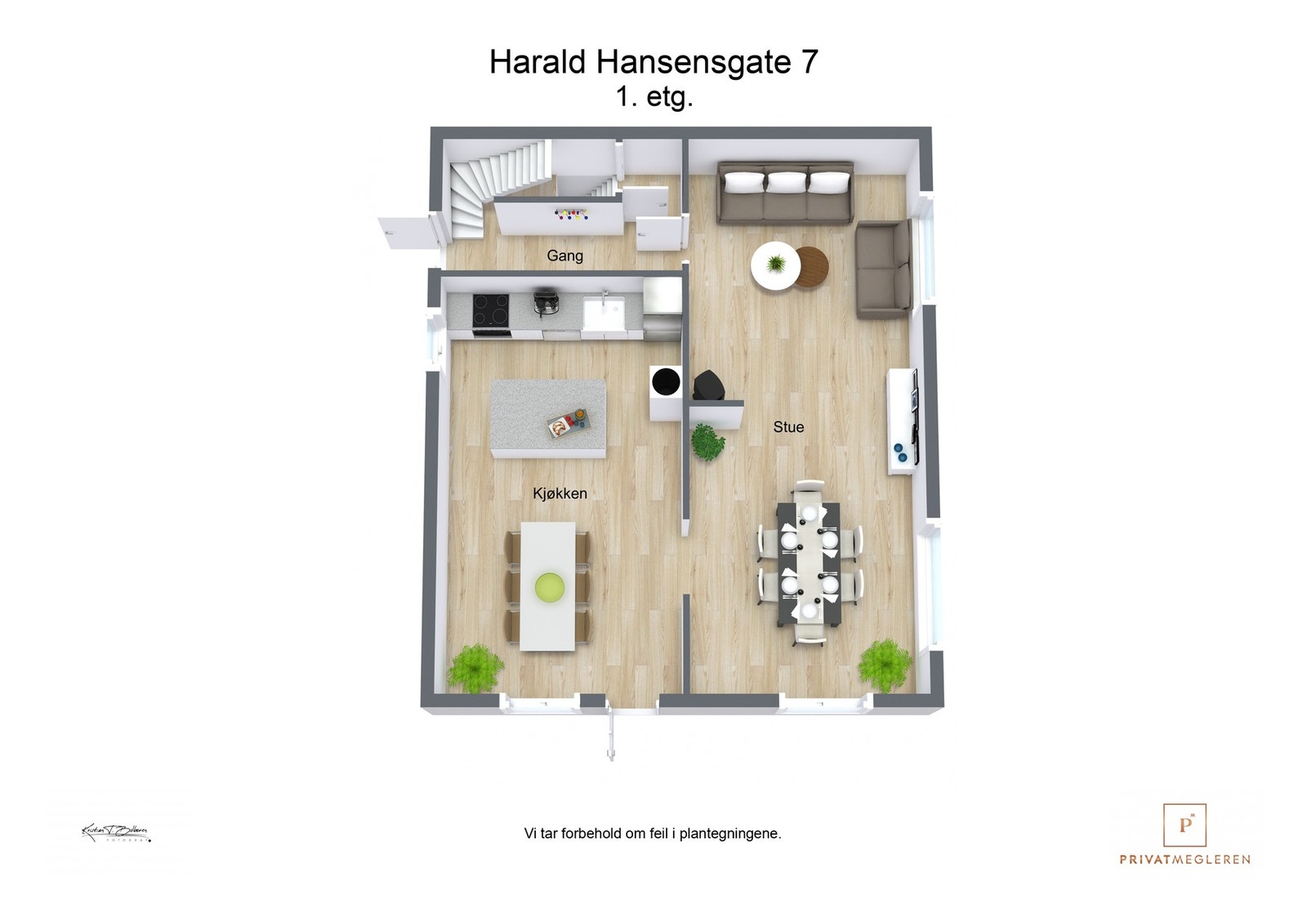 3 D plantegning 1. etasje Galleribilde