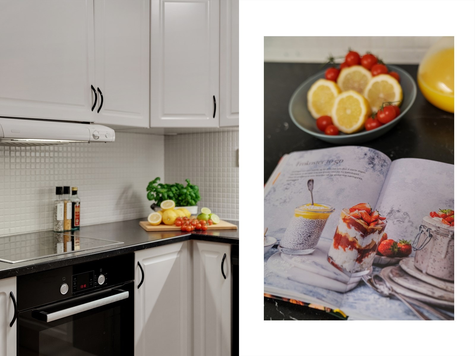 - Merk flislagt vegg over kjøkkenbenk, en praktisk og vedlikeholdsvennlig løsning - Galleribilde