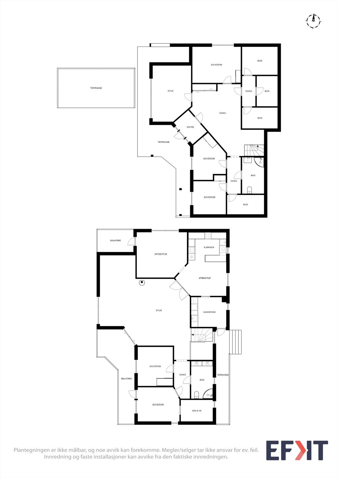Eneboligen har et samlet innvendig bruksareal på 258 m² og en familievennlig planløsning med adskilte soner for opphold og soverom. Galleribilde