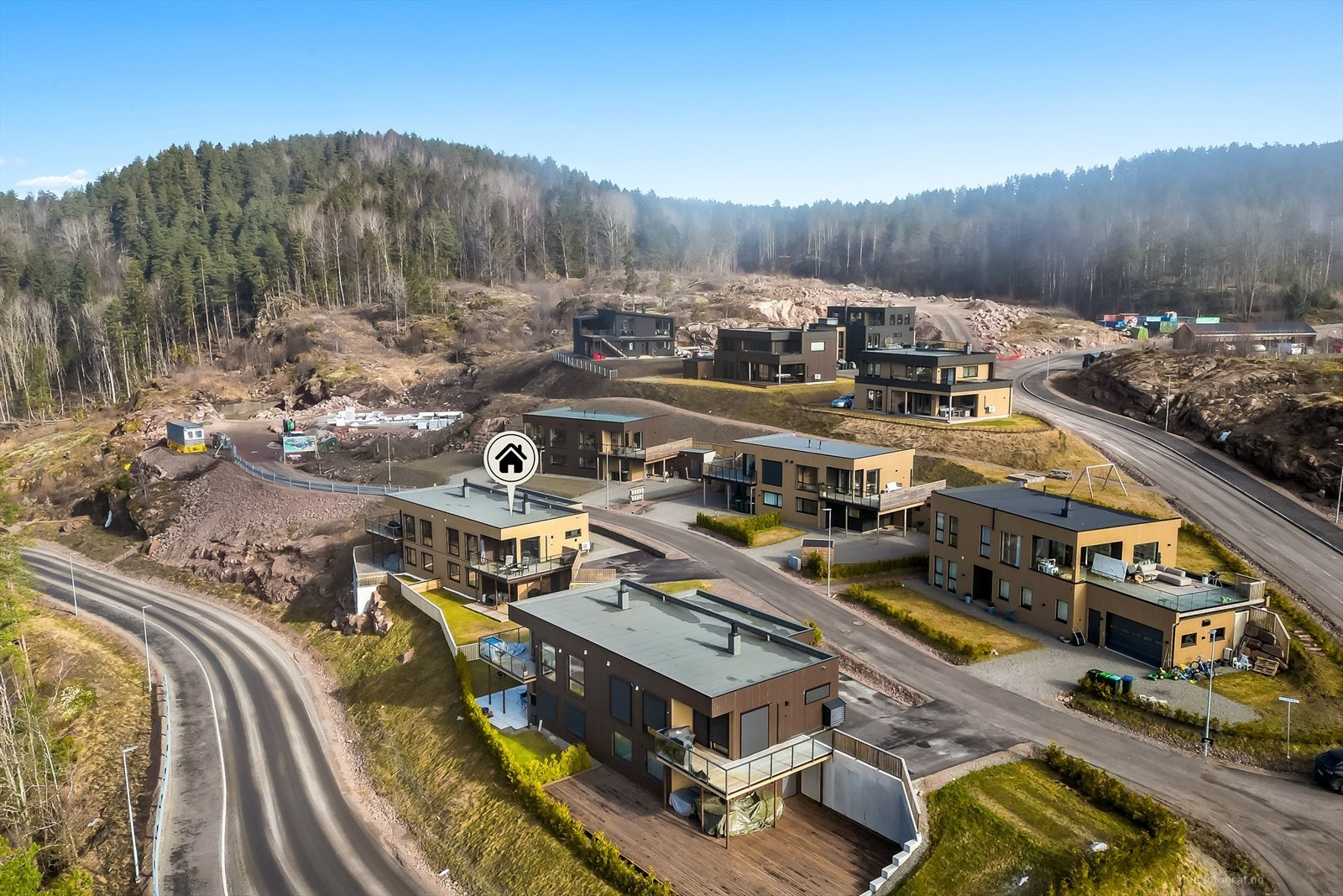 Her er det kun nye boligen, noe som gjør området moderne og hyggelig. Galleribilde