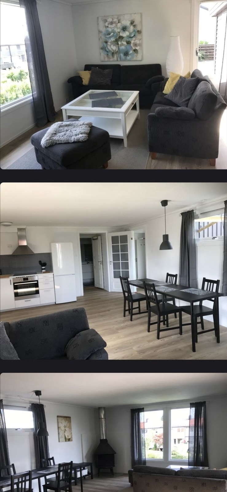 I 2015 ble leiligheten renovert med nytt kjøkken, nytt bad og nytt gulv i stuen. Denne delen består av vindfang, stue/kjøkken, 2 soverom, bad og bod. Galleribilde