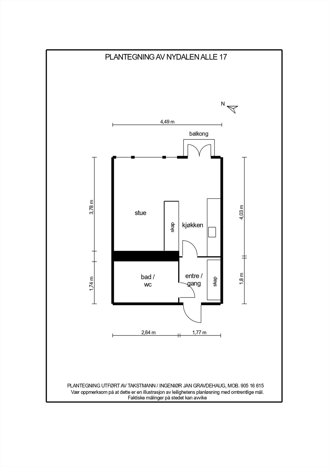 Plantegning. Leiligheten disponerer også én bod på ca. 5 m² i kjelleren. Galleribilde