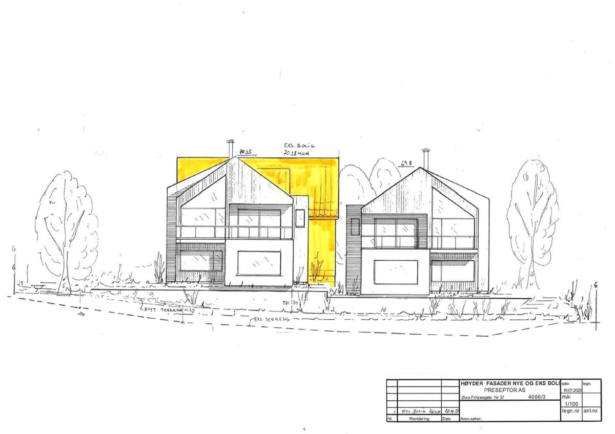Fasadetegninger av boligene Galleribilde