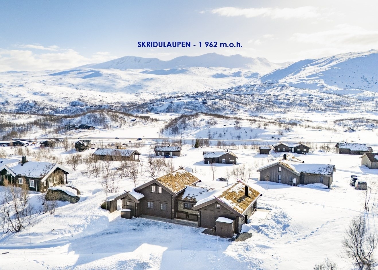 En høystandardhytte med umiddelbar nærhet til fjellets mange muligheter. Her ser man Skridulaupen i bakgrunn. Galleribilde