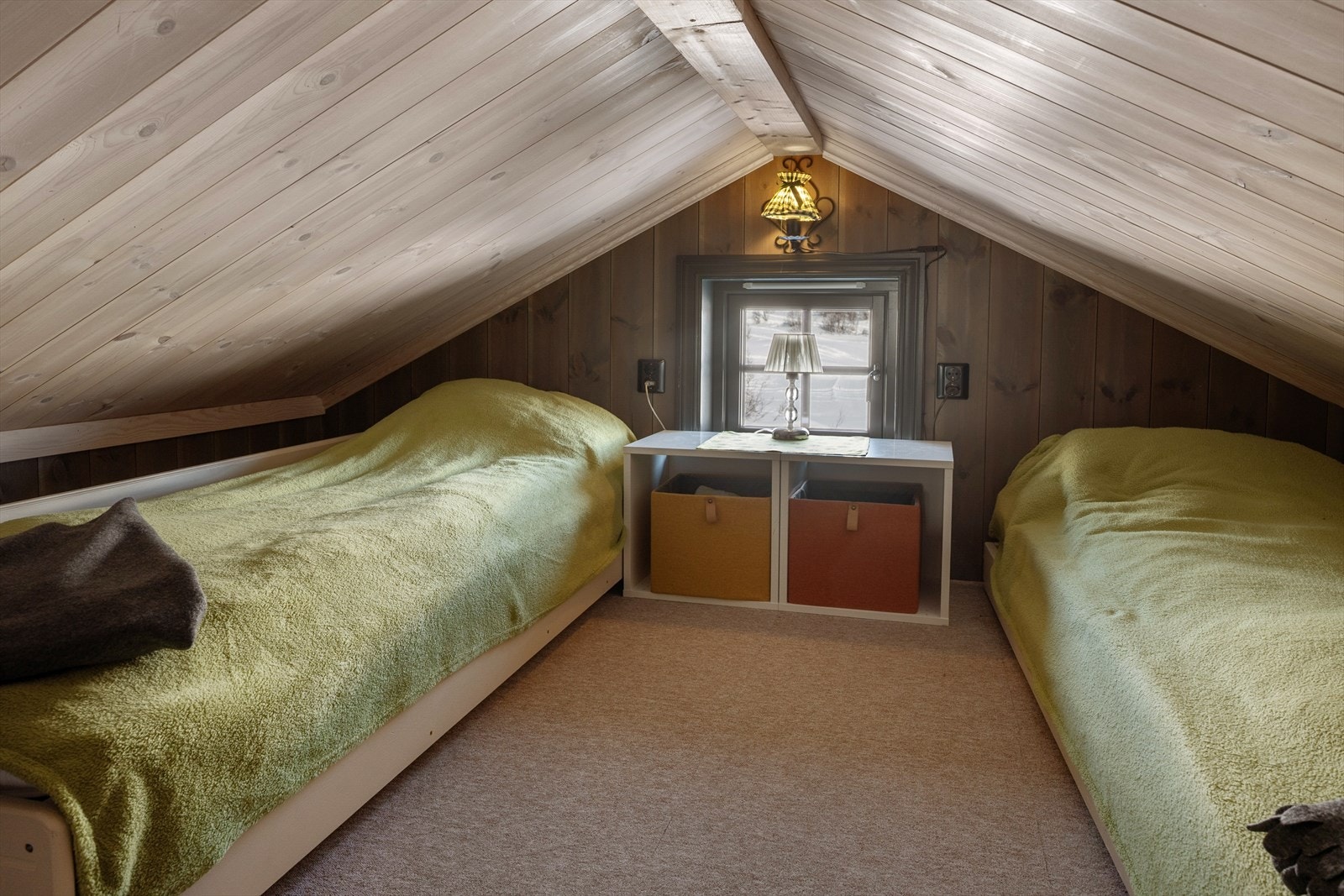 Det er også en hems i hytten. Galleribilde