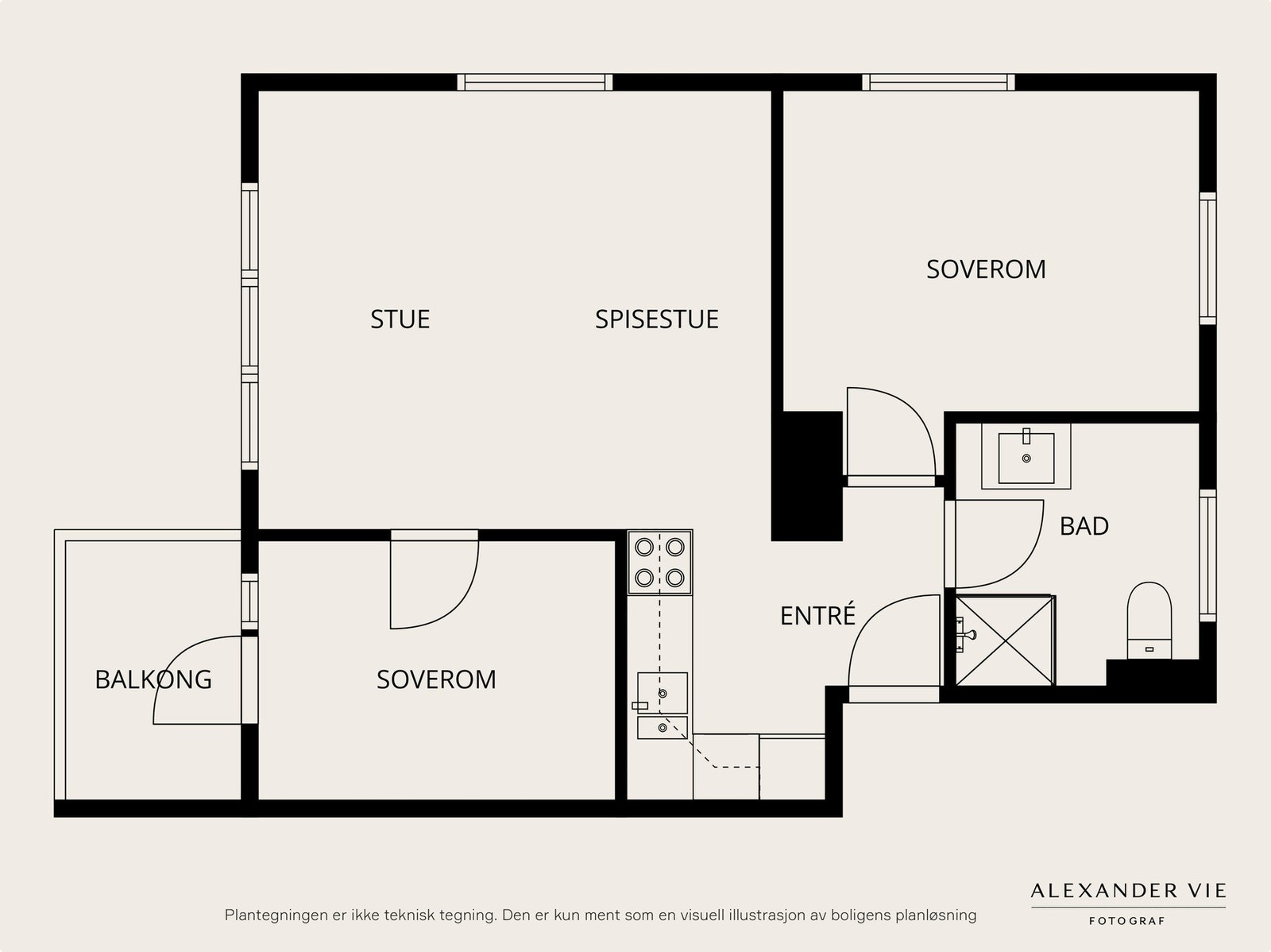 Leiligheten ligger i byggets 2.etasje med enkel tilkomst fra baksiden av bygget. Galleribilde