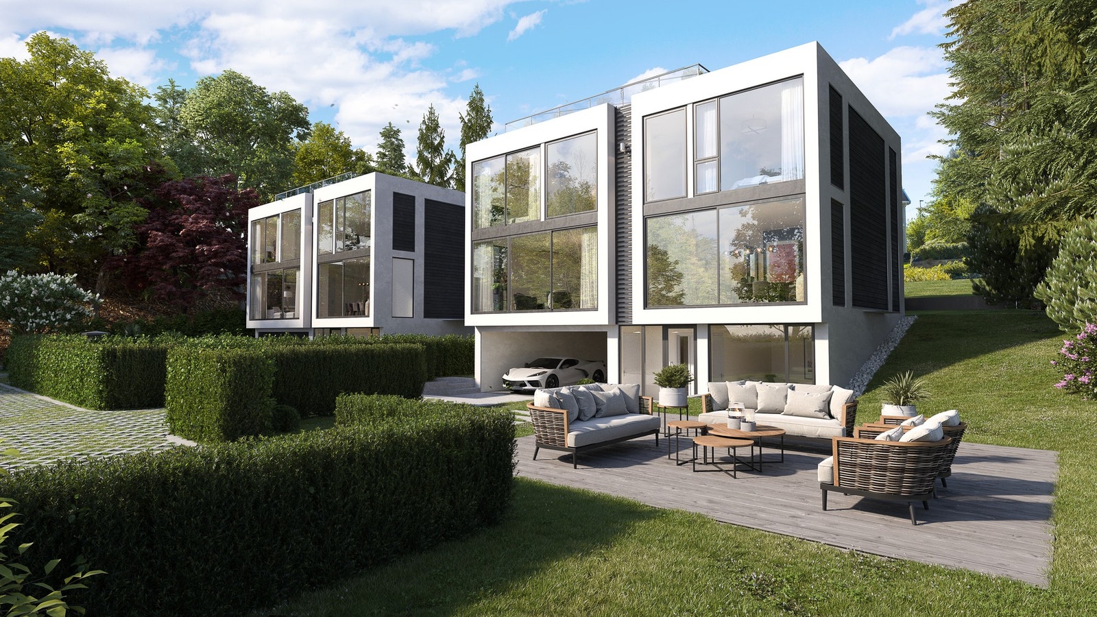 Det er gitt rammetillatelse for oppføring av hus på bildet, men kjøper står fritt til å søke om ny tillatelse om det er ønskelig med endinger eller annet utrykk Galleribilde